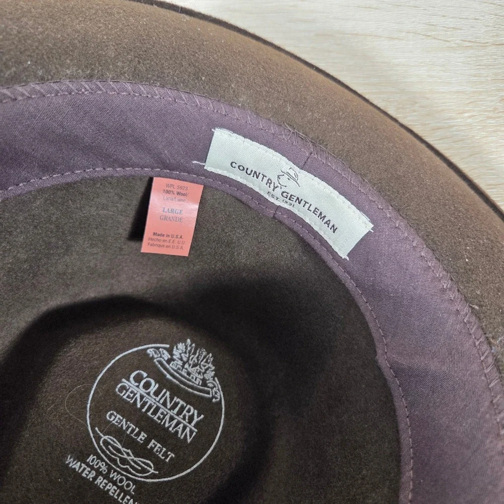 Country Gentleman Outback Wool Felt Hat Large Brown Made in USA